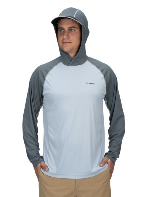 Simms Bugstopper Solarflex Hoody Steel Blue Model Hood Simms Bugstopper Solarflex Hoody Steel Blue Model Hood